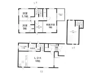 中央本線 春日井駅(ＪＲ) 徒歩20分 2階建 築3年(3SLDK)の間取り写真