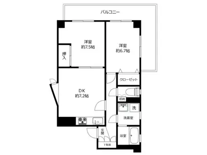 DELUX CON MOTO(2DK/2階)の間取り写真