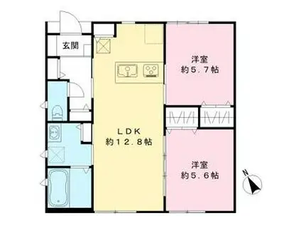 阪和線 東岸和田駅 徒歩7分 1階建 築3年(2LDK)の間取り写真