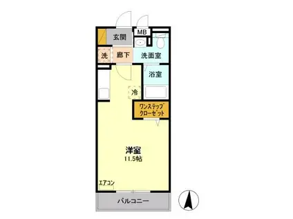 コモドKⅡ(ワンルーム/1階)の間取り写真