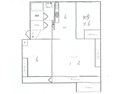 天白第一8号棟(2LDK/1階)の間取り写真