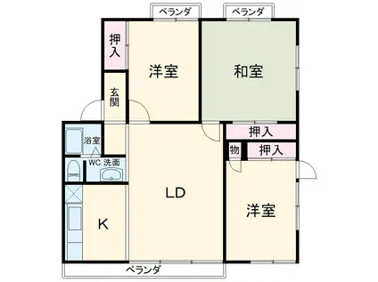 ロイヤルヒルアビコA棟(3LDK/1階)の間取り写真