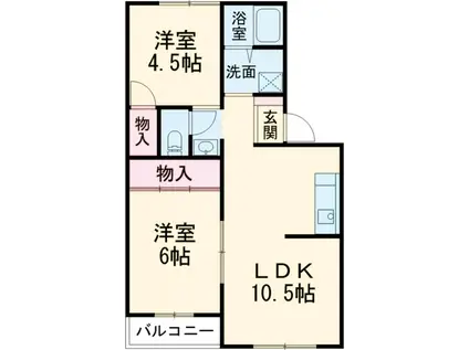トリヴァンベール(2LDK/2階)の間取り写真