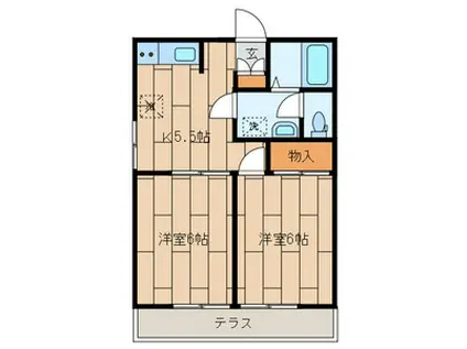 京王電鉄高尾線 めじろ台駅 徒歩11分 2階建 築24年(2K/1階)の間取り写真