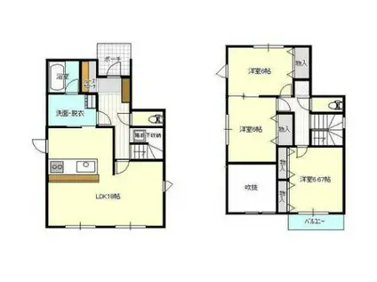遠州鉄道 遠州病院駅 徒歩21分 2階建 築1年(3LDK)の間取り写真