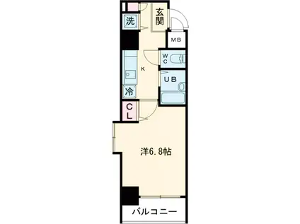 ガーラ市ヶ谷銀杏坂(1K/6階)の間取り写真