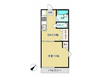 サンホワイト本郷(1DK/2階)の間取り写真