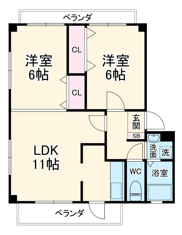 東海道本線 藤沢駅 バス乗車時間：16分 並木台バス停で下車 徒歩3分 2階建 築24年(2LDK/1階)の間取り写真