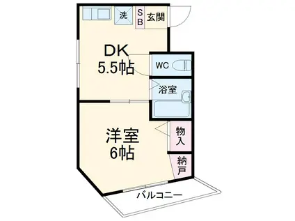 パーシモンズ峰(1DK/1階)の間取り写真