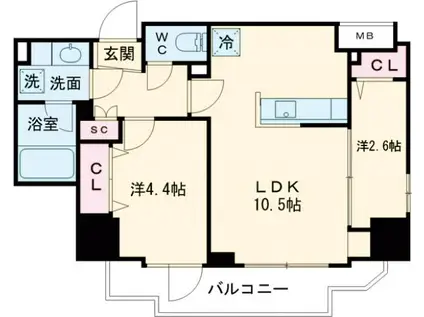 アーバネックス西新宿Ⅱ(2LDK/8階)の間取り写真