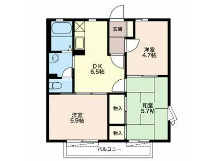 セレッソ大島(3DK/2階)の間取り写真