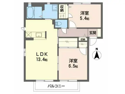 サンセールY&S A(2LDK/2階)の間取り写真