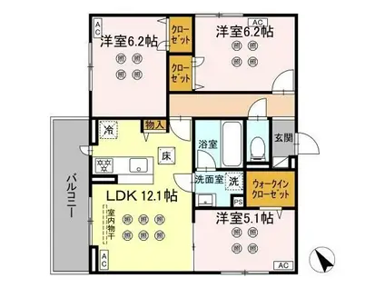 サリサ.Ⅰ(3LDK/2階)の間取り写真
