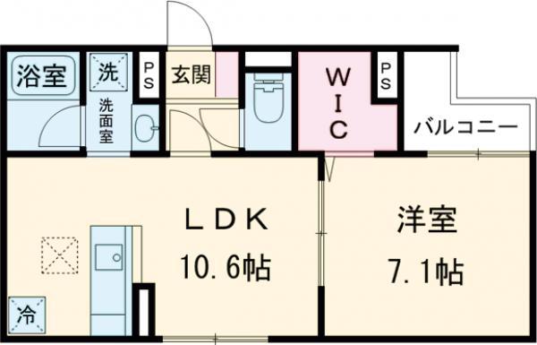 セレスティア大谷田Ⅲ(1LDK/1階)の間取り写真