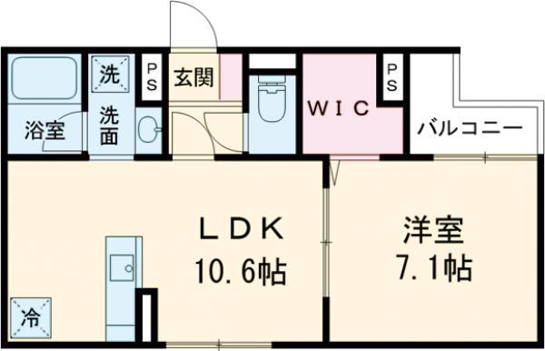 セレスティア大谷田Ⅲ(1LDK/2階)の間取り写真