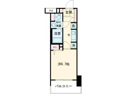 エスティメゾン錦糸町2(1K/4階)の間取り写真