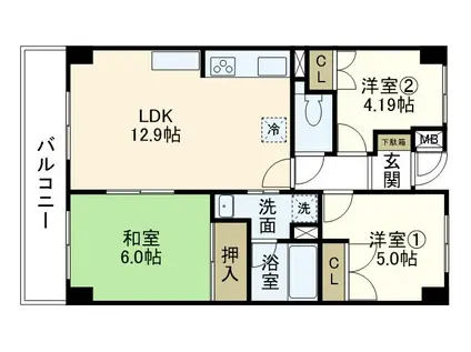サニーヒル 壱番館(3LDK/2階)の間取り写真
