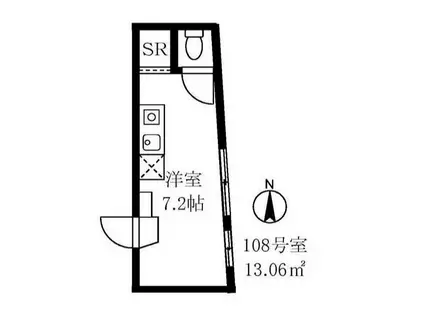 アーバンプレイス高田馬場B(ワンルーム/1階)の間取り写真