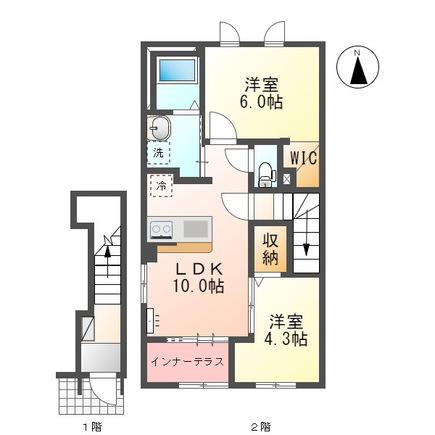 メゾン・ド・ユズ(2LDK/2階)の間取り写真