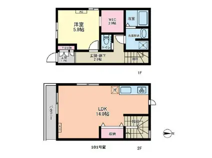 ラ・メゾン・フルール南小岩(1LDK/1階)の間取り写真