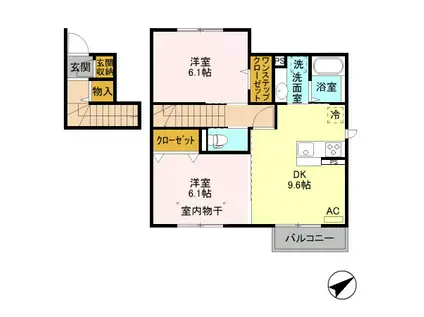 カスタリアⅢ(2DK/2階)の間取り写真