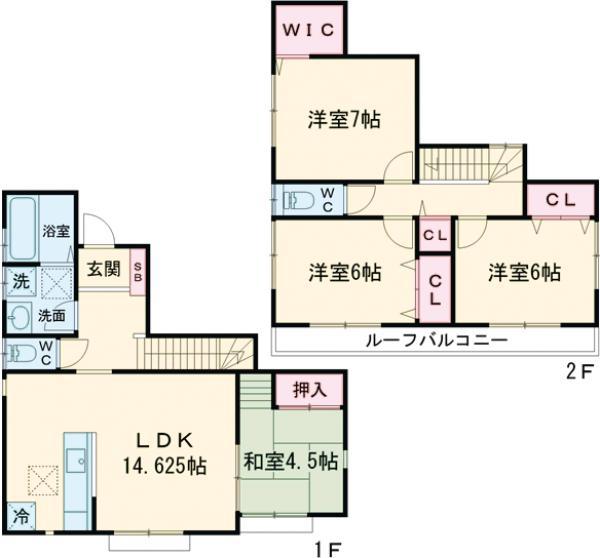 青梅線 拝島駅 徒歩15分 2階建 築6年(4LDK)の間取り写真
