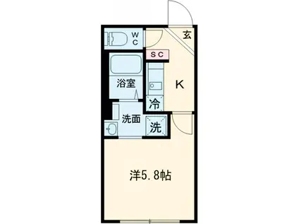 VARM SENZOKUIKE(1K/4階)の間取り写真