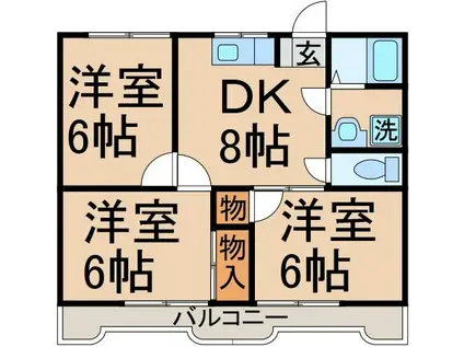 ハイツ片倉(3DK/1階)の間取り写真