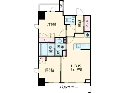 クレストコート中野富士見町(2LDK/7階)の間取り写真