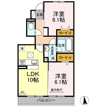 グラン・エノア(2LDK/1階)の間取り写真
