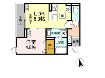 セレスティア栗原Ⅱ(1LDK/1階)の間取り写真