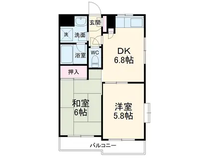 エスポワール与野(2DK/3階)の間取り写真