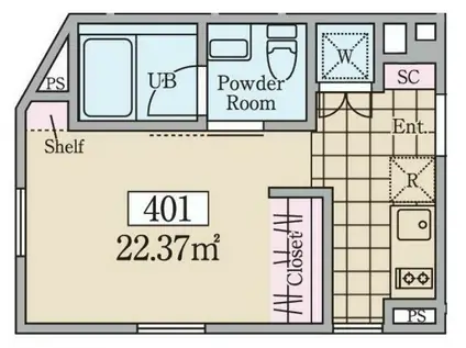 REVE RESIDENCE 中野坂上Ⅱ(ワンルーム/4階)の間取り写真