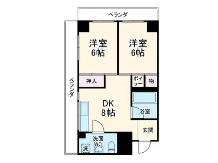 小川ビルディング(2DK/3階)の間取り写真