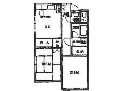 的場アパート(2DK/2階)の間取り写真