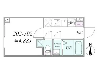 CLAIREA千住大橋(1K/4階)の間取り写真