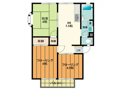 サンライフクレセントアレイ(3DK/1階)の間取り写真