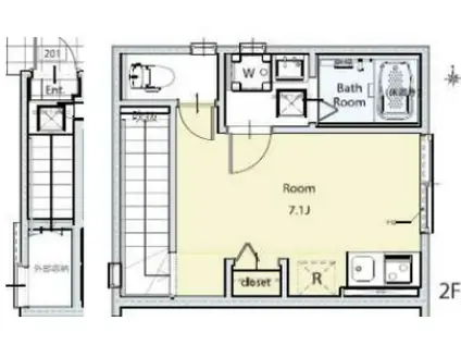 CALMA(ワンルーム/2階)の間取り写真