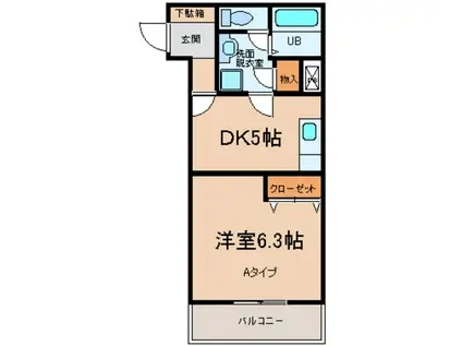 カラコレス(1DK/1階)の間取り写真