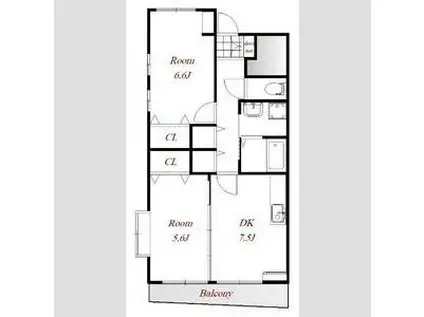 プレミールⅡ(2DK/2階)の間取り写真