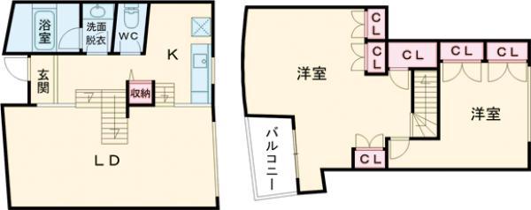 ネクサスワールド スティーブンホール棟(2LDK/5階)の間取り写真