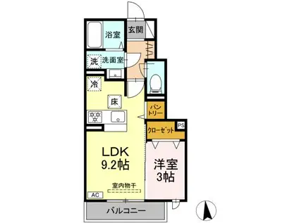 ヴィラクレストⅦ(1LDK/1階)の間取り写真