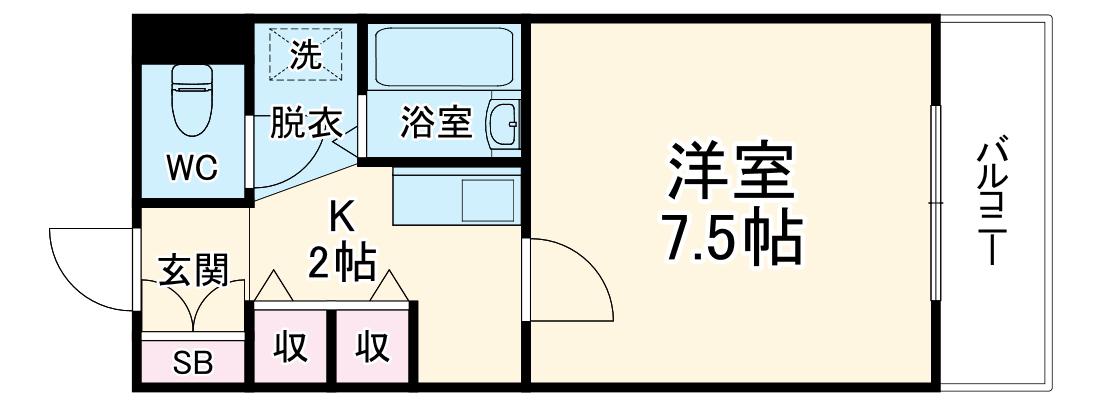 サンヴィラ(1K/1階)の間取り写真