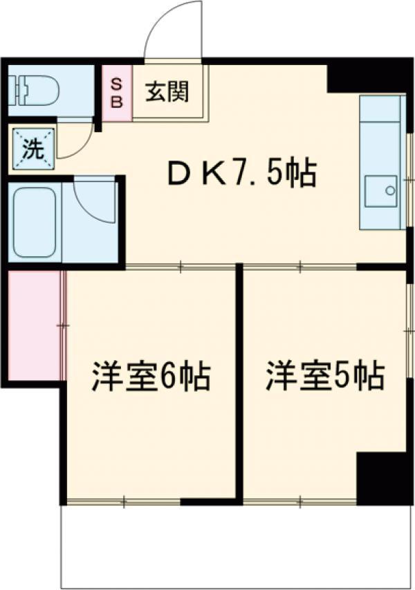 遠州ビル(2DK/3階)の間取り写真