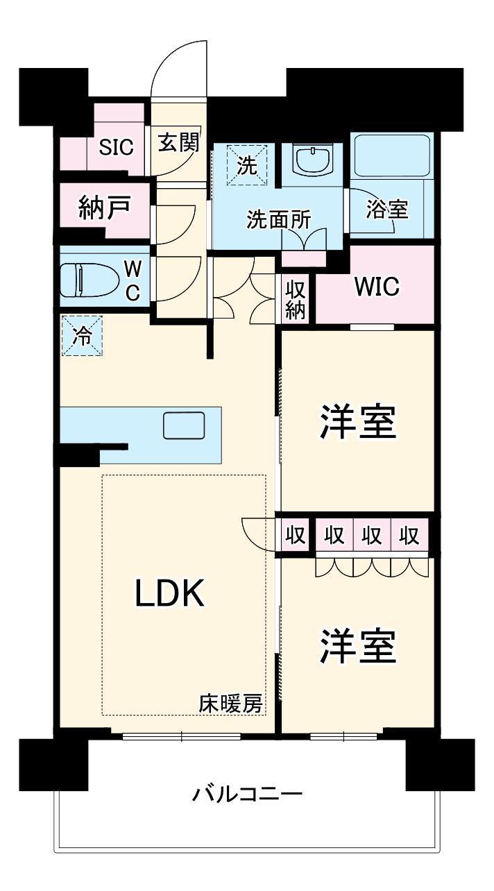 グランレアいいねタウン瑞穂(2LDK/2階)の間取り写真
