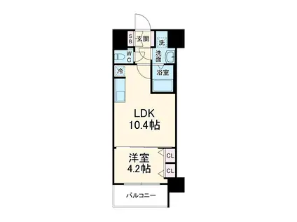 スプランディッド新大阪Ⅵ(1LDK/4階)の間取り写真