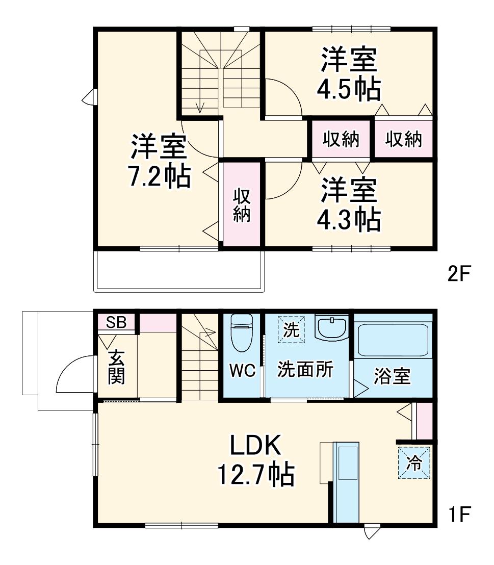 武蔵野線 東浦和駅 徒歩14分 2階建 築1年(3LDK)の間取り写真
