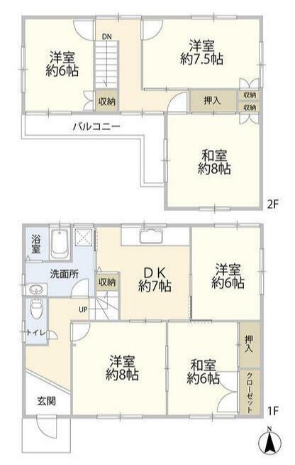 東北本線 白岡駅 徒歩36分 2階建 築53年(6DK)の間取り写真