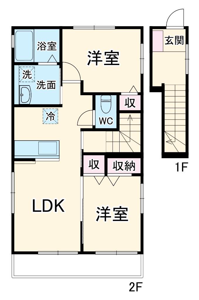 メゾン・ジラソーレ(2LDK/2階)の間取り写真