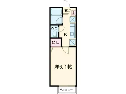 ひまわりハウスB(1K/2階)の間取り写真